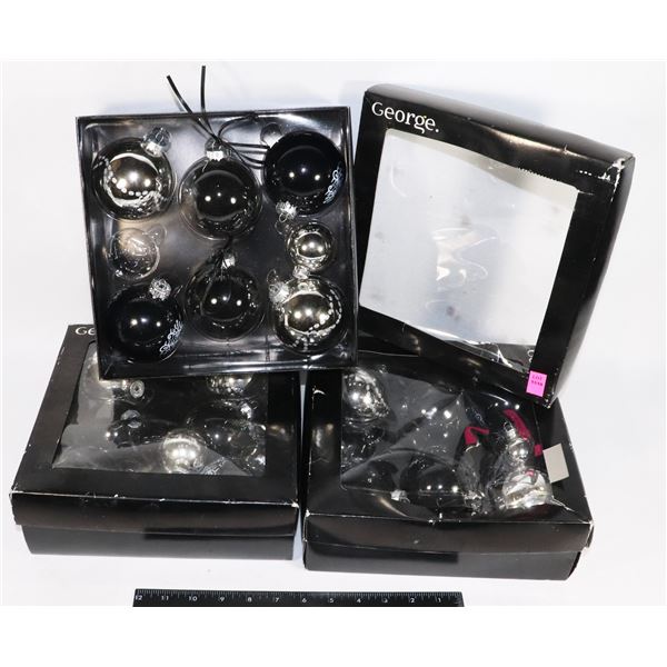 THREE BOXES OF GEORGE CHRISTMAS ORNAMENTS