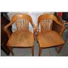 Image 1 : TWO VINTAGE SOLID WOOD LIBRARY CHAIRS.