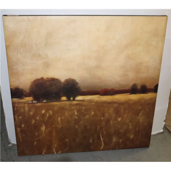 34.5" x 34.5" RUSTIC CANVAS MATERIAL ART PIECE WITH FIELD