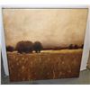 Image 1 : 34.5" x 34.5" RUSTIC CANVAS MATERIAL ART PIECE WITH FIELD