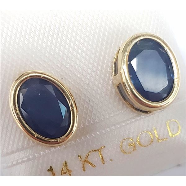 14K YELLOW GOLD SAPPHIRE(2.8CT) EARRINGS