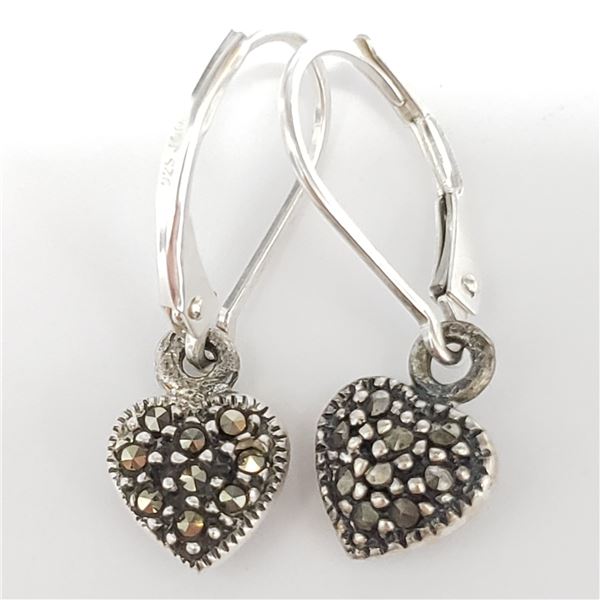 SILVER MACASITE EARRINGS