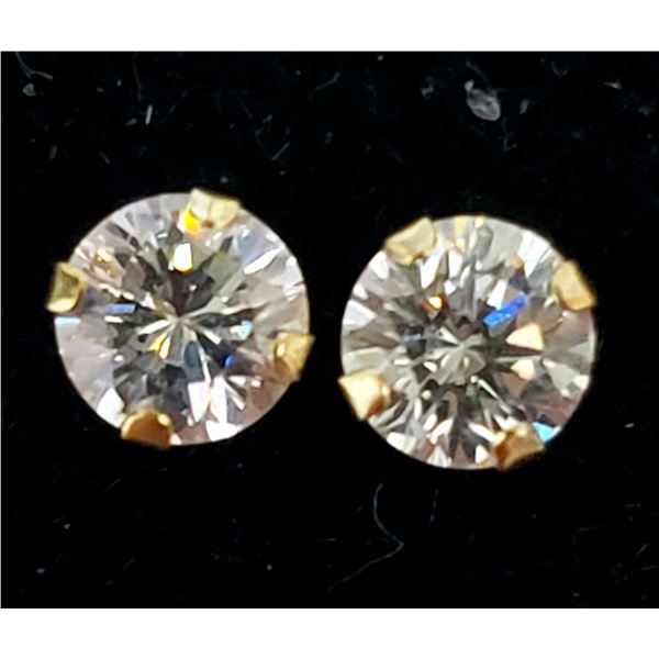 14K YELLOW GOLD CUBIC ZIRCONIA EARRINGS