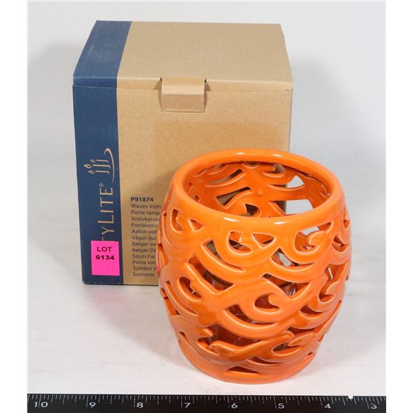 PARTYLITE ORANGE WAVES VOTIVE HOLDER