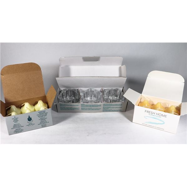 PARTYLITE DAISY TEALIGHT TRIO & CANDLES
