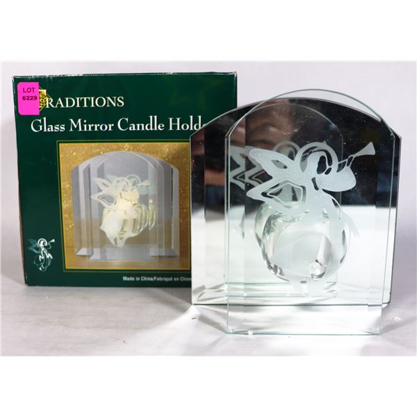 GLASS MIRROR CANDLE HOLDERS