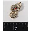 Image 1 : NEW GOLD TONE RHINESTONE DAINTY RED NOSE CAT