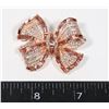 Image 1 : NEW ROSE GOLD TONE PINK RHINESTONE BOW BROOCH
