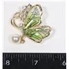 Image 1 : NEW RHINESTONE GREEN WINGED BUTTERFLY BROOCH