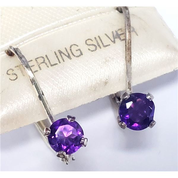 SILVER AMETHYST EARRINGS, MADE IN CANADA