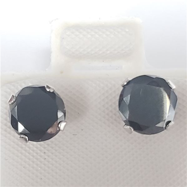 10K WHITE GOLD BLACK MOISSANITE(1.9CT) EARRINGS