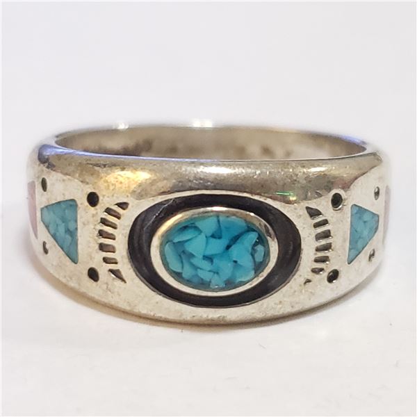 SILVER GENUINE GEMSTONE RING (~SIZE 8)