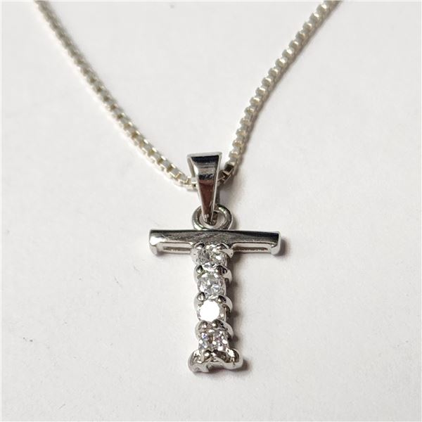 SILVER CZ CROSS 15" NECKLACE