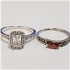 Image 1 : SILVER LOT OF2 GARNET MARCASITE RING(WEIGHT 4.05G)