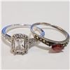Image 2 : SILVER LOT OF2 GARNET MARCASITE RING(WEIGHT 4.05G)
