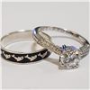 Image 2 : SILVER LOT OF 2 CUBIC ZIRCONIA RING (WEIGHT 4.01G)