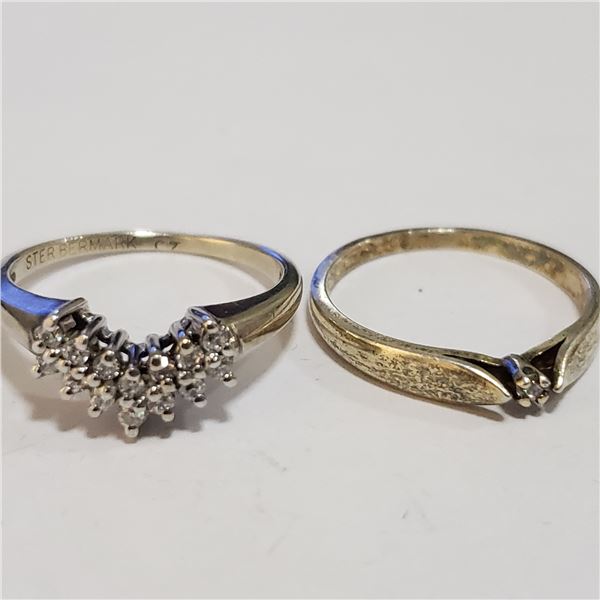 SILVER LOT OF 2 CUBIC ZIRCONIA RING(~WEIGHT 3.81G)