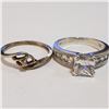 Image 1 : SILVER LOT OF 2 CUBIC ZIRCONIA RING(~WEIGHT 5.92G)