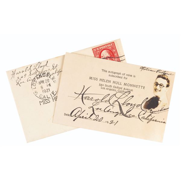 An Exceptional Harold Lloyd Autograph.