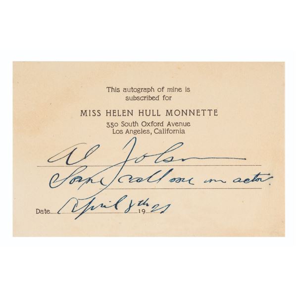 An Al Jolson Signature.