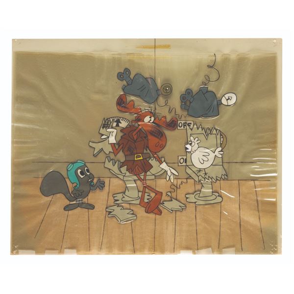 A “Rocky and Bullwinkle” Production Cel and Background.