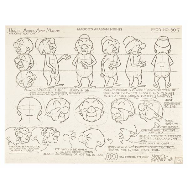 A "Magoo's Arabian Nights" Photostat Model Sheet.