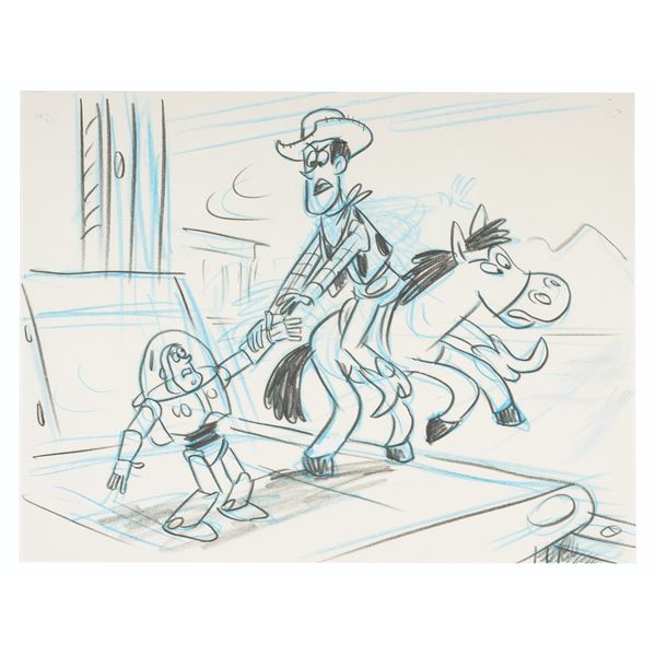 A Woody and Buzz Lightyear “Toy Story 2” Storyboard Panel.