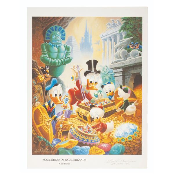 A Carl Barks Signed "Wanderers of Wonderlands" Print.