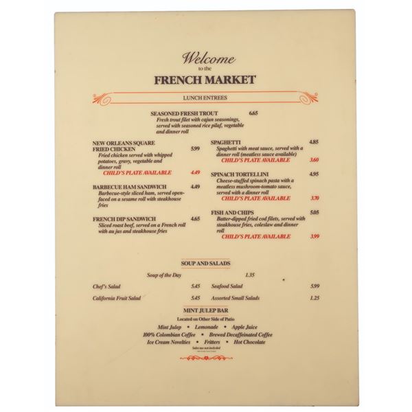 A French Market Lunch Menu Board.