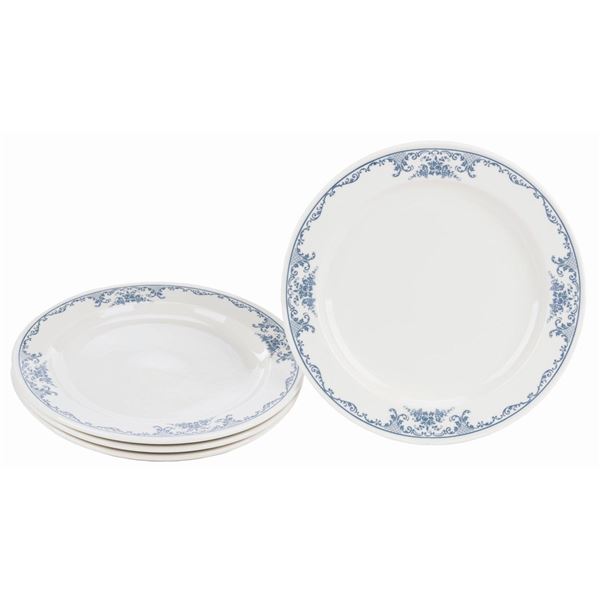 A Set of Four Blue Bayou Dinner Plates.
