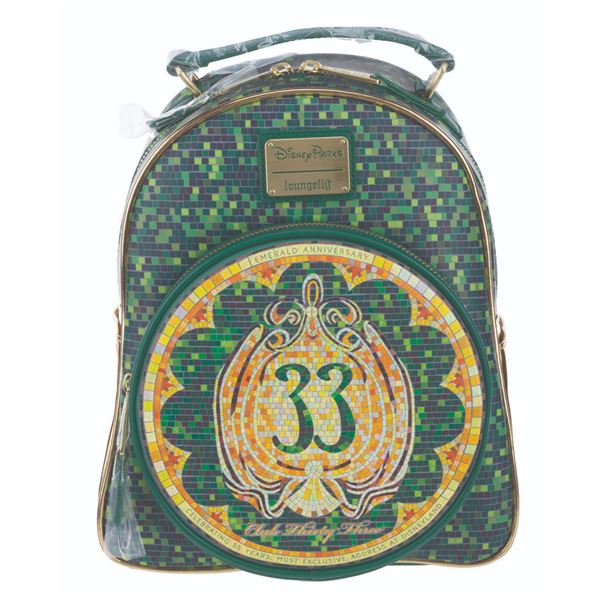 A Club 33 Emerald Anniversary Loungefly Backpack.