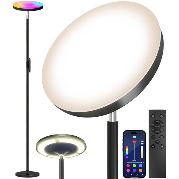 1 Modern Double-Side Lighting LED RGB Floor Lamp with Smart App Control + Remote Control - NEW