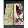 Image 1 : 1 Feather Calligraphy Pen + Ink Writing Set - New