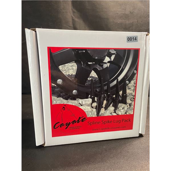 1 Box of Coyote Brand Spline Spike Lug Nuts - 20 lugs + Key - Black - New