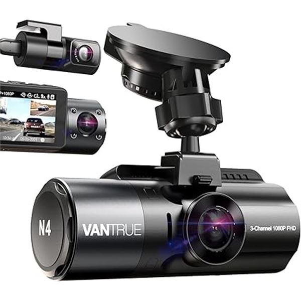 1 VanTrue OnDash N4 3-Channel Dash Camera - 4K Dash Cam, 4K+1080P Front and Rear