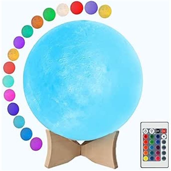 1 3D Moon Lamp with Touch Control & Remote Control - 5.9" Color Changing Lunar Lamp with Stand - New