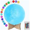 Image 1 : 1 3D Moon Lamp with Touch Control & Remote Control - 5.9" Color Changing Lunar Lamp with Stand - New