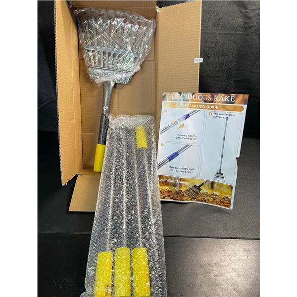 1 Heavy-Duty Metal Garden Rake for Lawns - Adjustable Long Handle (30-72") - Brand New!