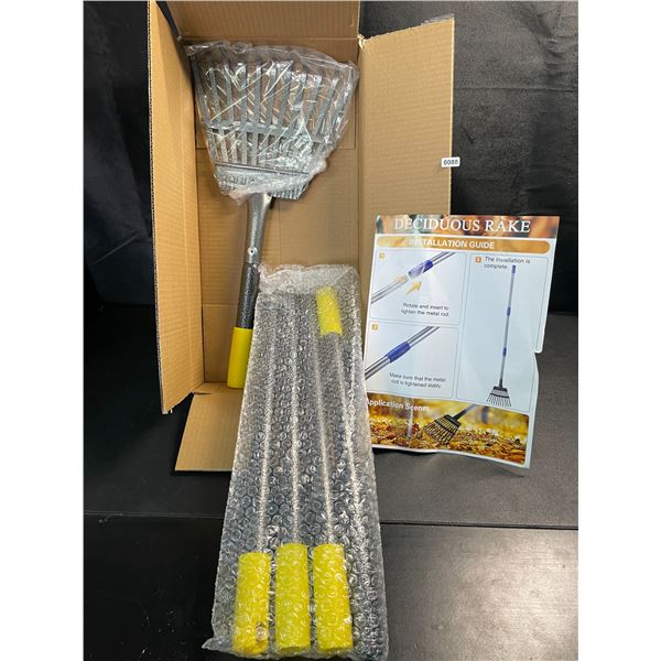 1 Heavy-Duty Metal Garden Rake for Lawns - Adjustable Long Handle (30-72") - Brand New!