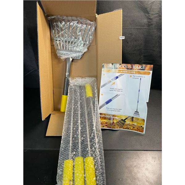 1 Heavy-Duty Metal Garden Rake for Lawns - Adjustable Long Handle (30-72") - Brand New!