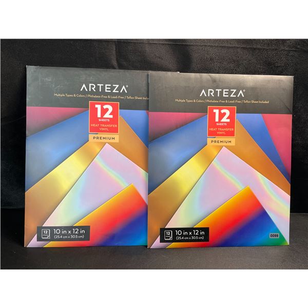2 Packs of Arteza Premium Heat Transfer Vinyl Sheets - 12 Sheets Per Pack (Multiple Types/Colors)