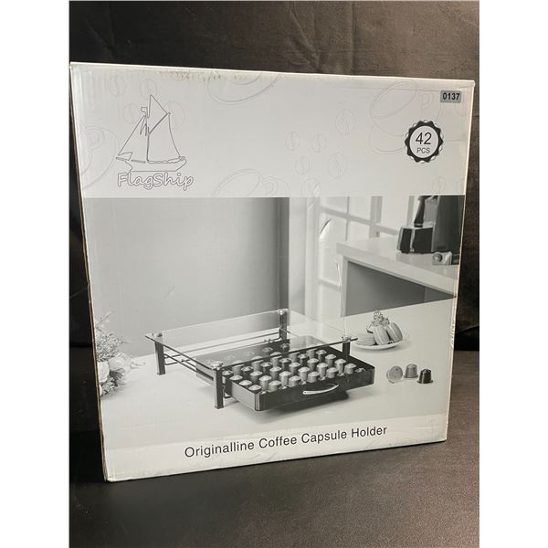 1 Coffee Capsule Holder Drawer - Glass Design - Holds 42 Pods - New
