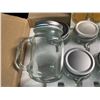 Image 2 : Box of 12 Mason Glass Jars/Drinking Glasses with Handles & Lids - 8oz - Brand New