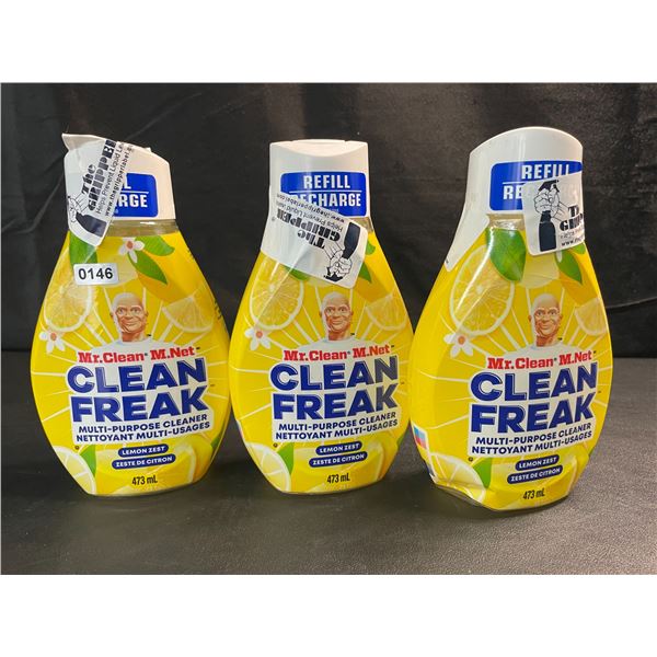 3 Mr.Clean Clean Freak Multi-Purpose Cleaner Spray Refills - Lemon Zest - 474ml - New