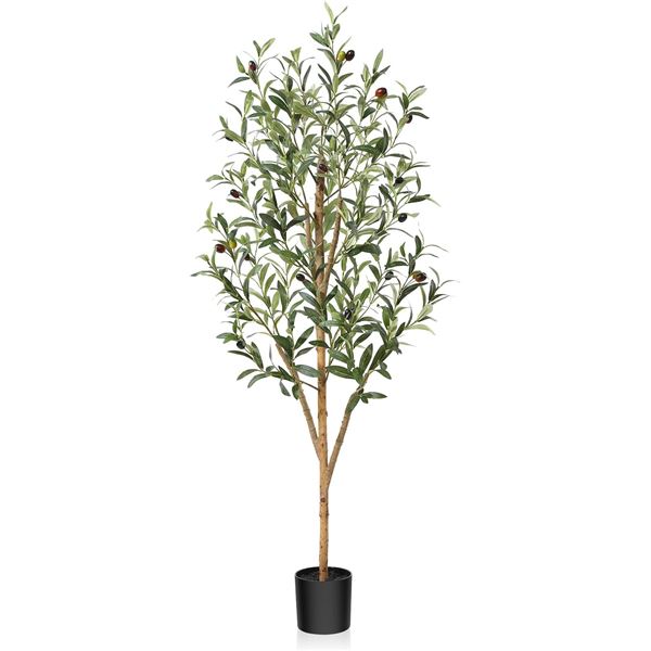 Box of 2 Oakred Artificial Olive Trees - Lush 4FT Tall Olive Trees for Indoors/Home Decor - NEW
