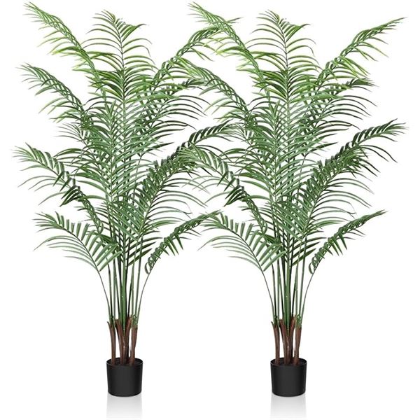 Set of 2 Crosofmi Artificial Areca Palm Trees - 5.5FT Tall - Brand New in Box!
