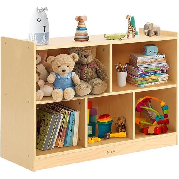 1 Bateso Large Wooden Bookcase/Toy Storage Organizer - 2-Tier (5 Cube) - 31" x 20" - New in Box!