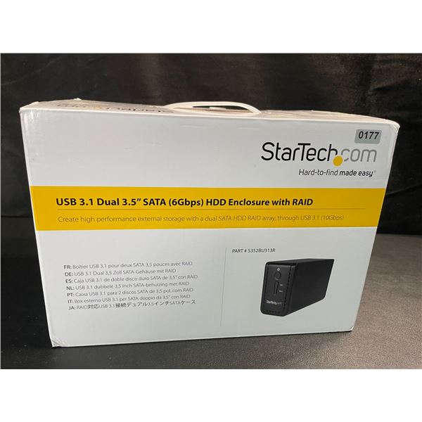 1 StarTech USB 3.1 Dual 3.5" SATA HDD Enclosure with RAID - Brand New