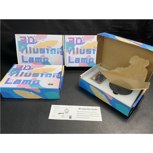4 Hockey Design 3D Illusion Lamps (Color Changing) with Remote Control - Brand New