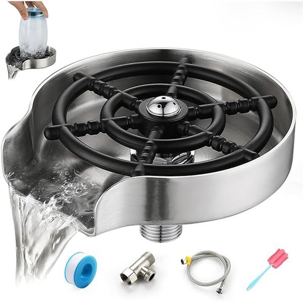 1 McKanti High-Pressure Kitchen Sink Glass Rinser/Bottle/Cup Rinser Attachment for Sinks - NEW